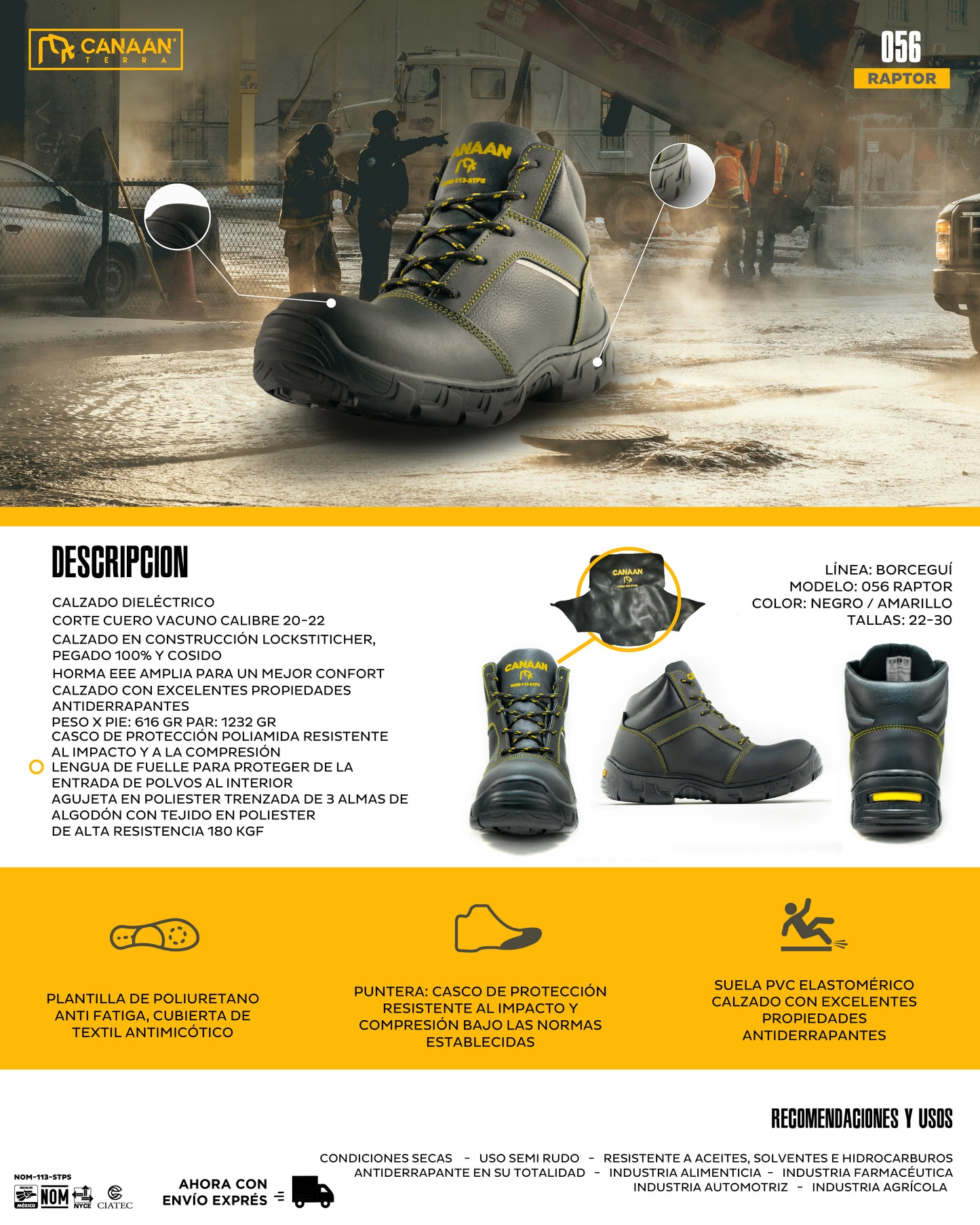 Botas de Seguridad Canaán Terra 056 Eventual Max Raptor