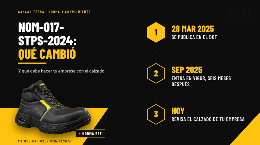 NOM-017-STPS-2024: qué cambia para el calzado de seguridad de tu equipo
